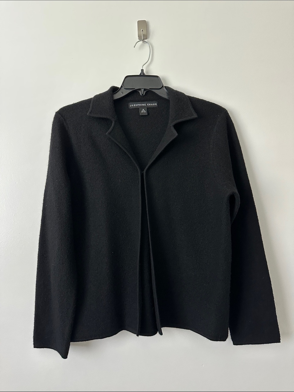 Josephine Chaus Cardigan Sweater Jacket Womens Size M 100% Wool Black